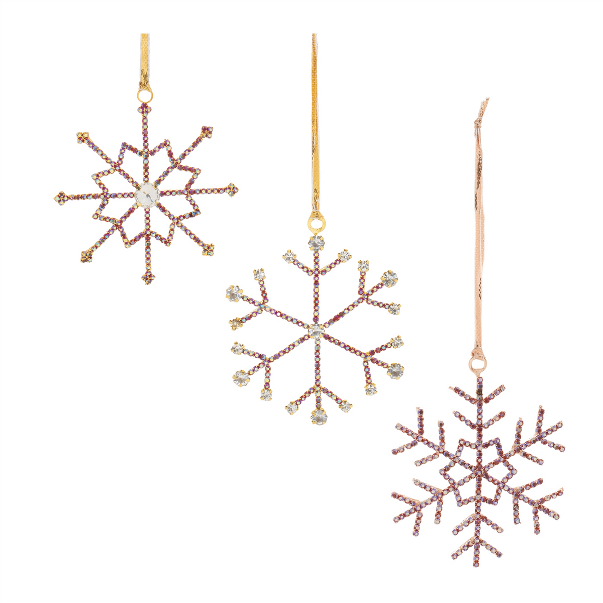 Snowflake Ornament (Set of 12) 3.5”H Iron/Glass Beads -Ship Only
