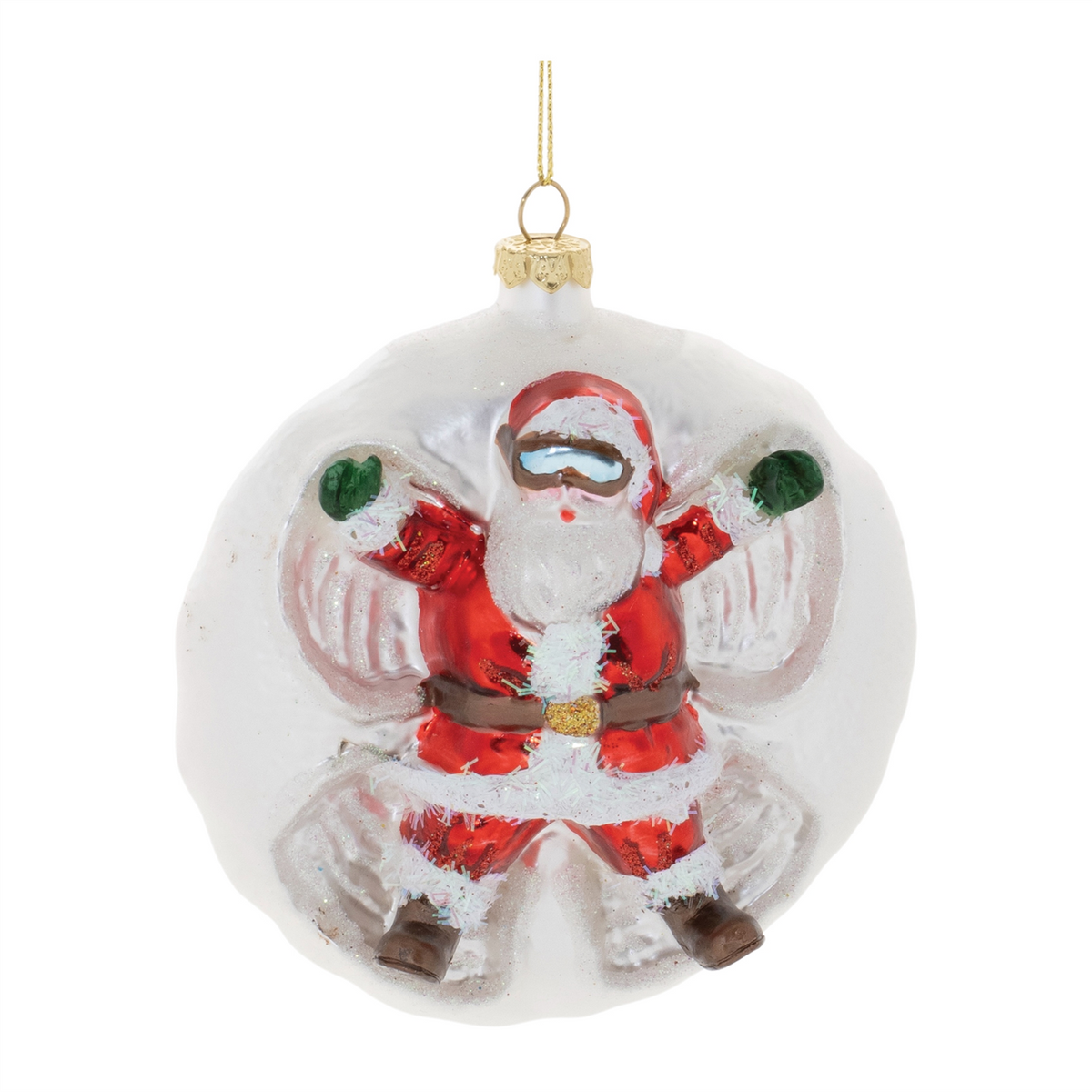Santa/Snow Angel Ball Ornament (Set of 6) 4”D Glass -Ship Only