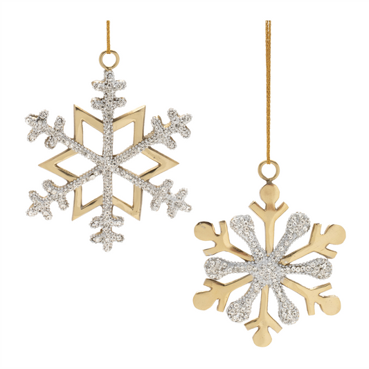 Jeweled Metal Snowflake Ornament (Set of 2) -Ship Only