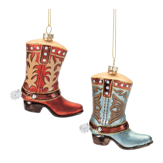 Glass Cowboy Boot Ornament (Set of 6) -Ship Only