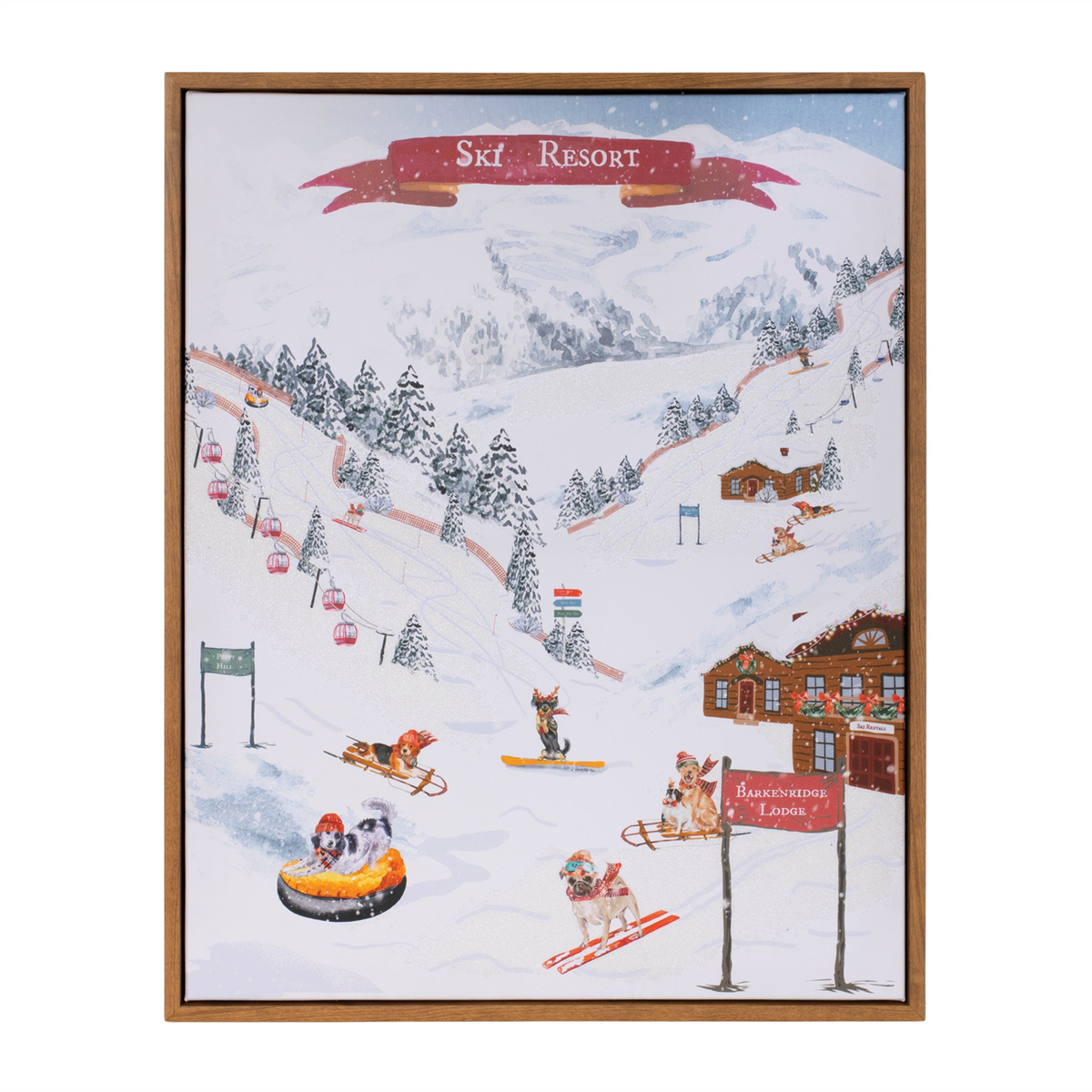 Framed Dog Ski Resort Print 20"H -Ship Only