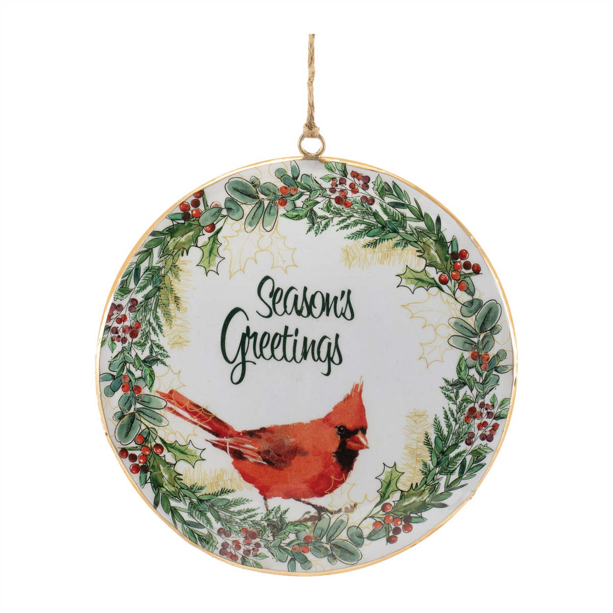 Seasons Greetings Cardinal Disc Ornament (Set of 6) -Ship Only