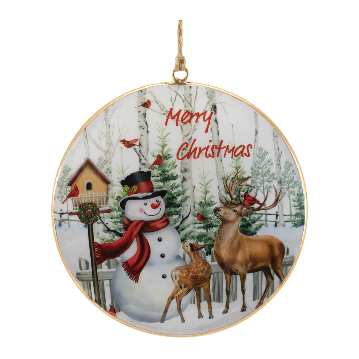 Merry Christmas Woodland Disc Ornament (Set of 6) -Ship Only