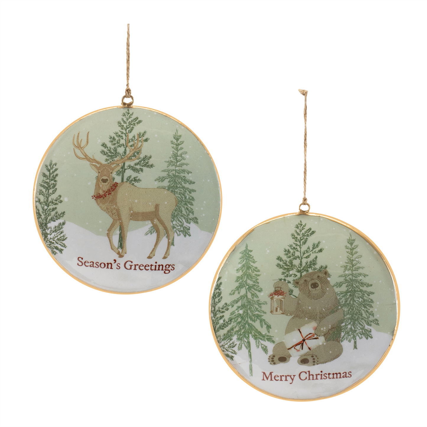 Woodland Christmas Sentiment Disc Ornament (Set of 6) -Ship Only