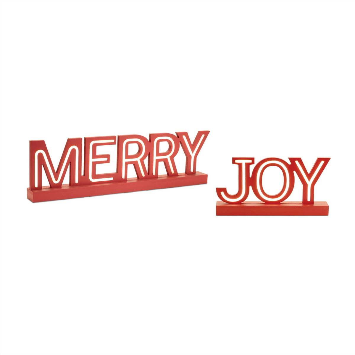 LED Joy and Merry Tabletop Sign (Set of 2) -Ship Only