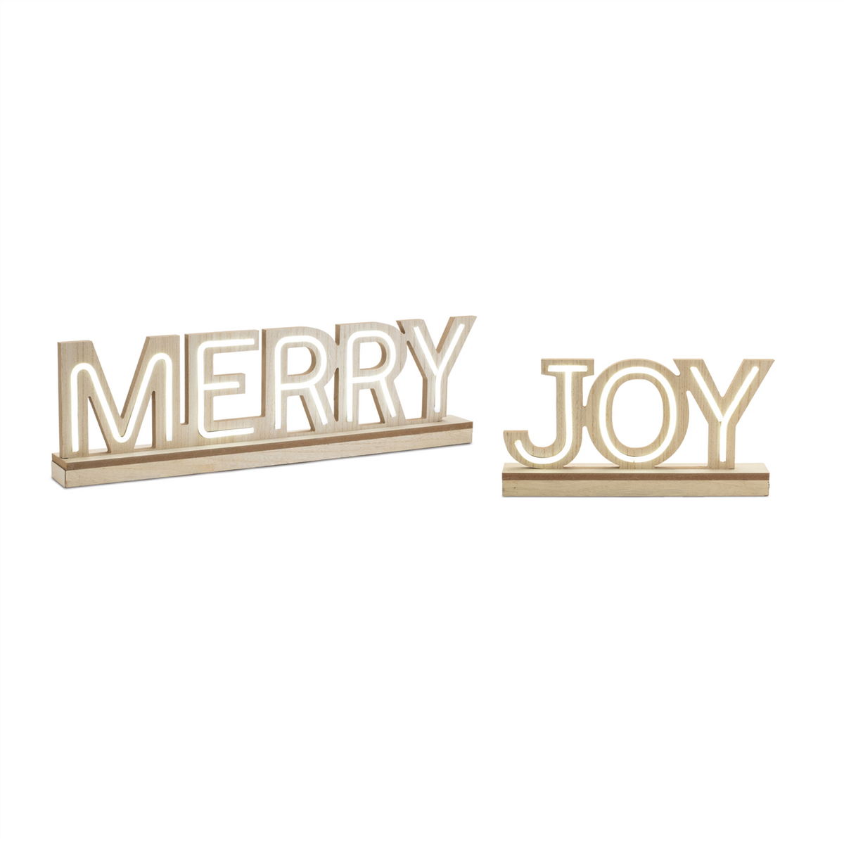 LED Joy and Merry Tabletop Sign (Set of 2) -Ship Only