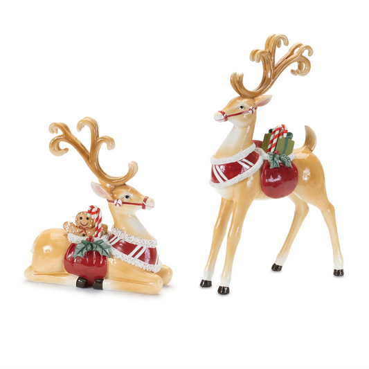 Deer (Set of 2) 7.25"L x 8.25"H, 7.75"L x 12.5"H Resin -Ship Only