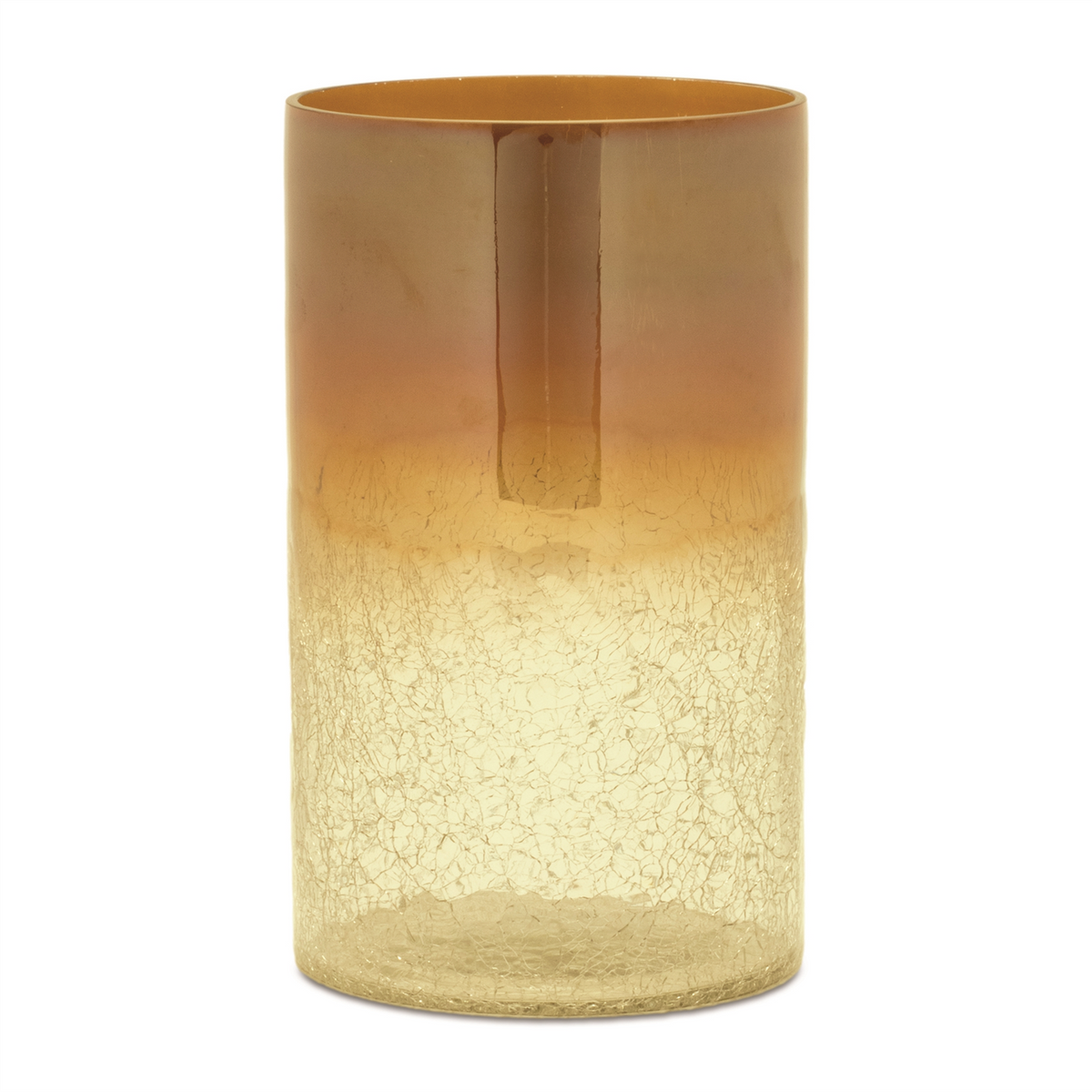 Gold Ombre Crackle Glass Vase (Set of 2) -Ship Only