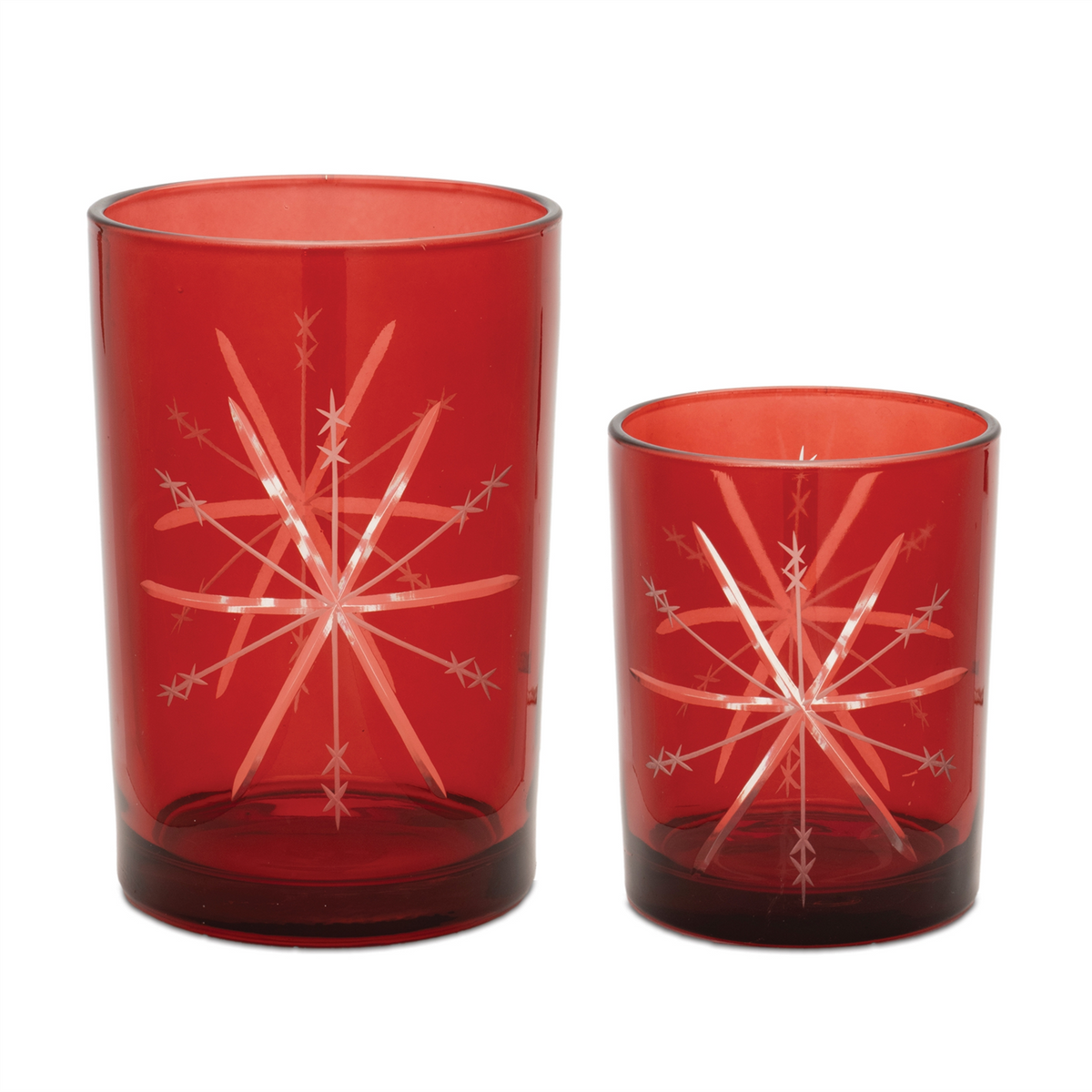 Candle Holder (Set of 2) 4.5"H, 6.5"H Glass -Ship Only