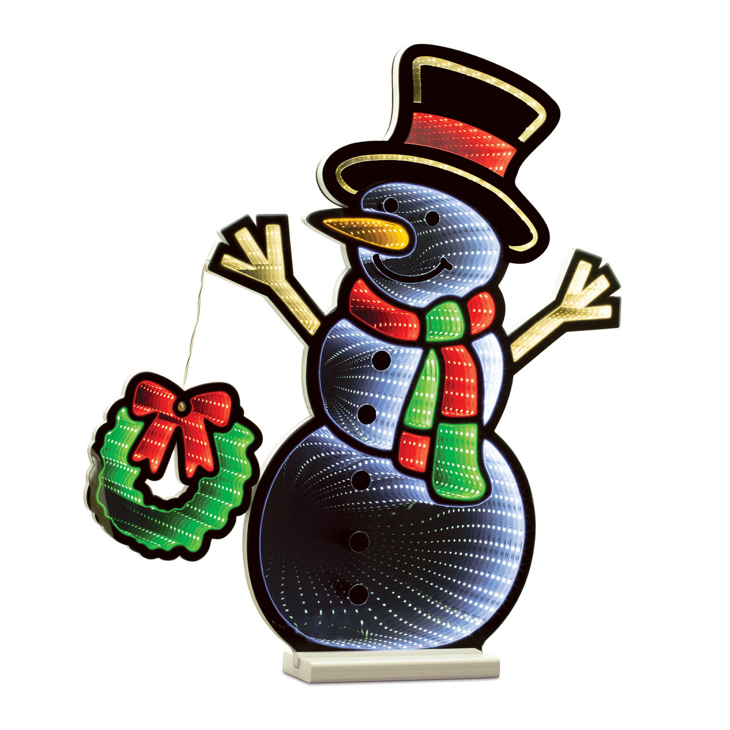 Snowman and Wreath Ekkolight 23.5"H -Ship Only