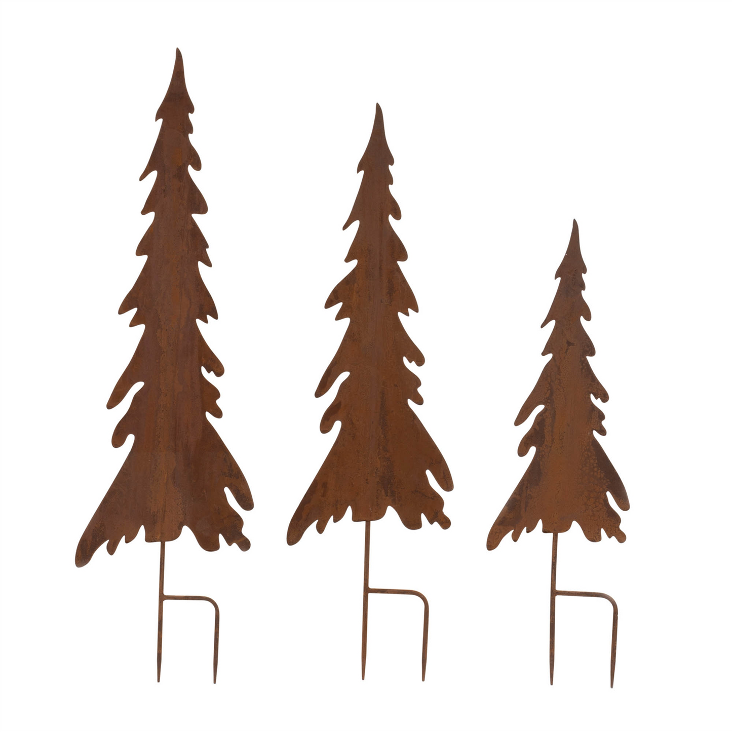 Rusted Iron Pine Tree Stake (Set of 3) -Ship Only