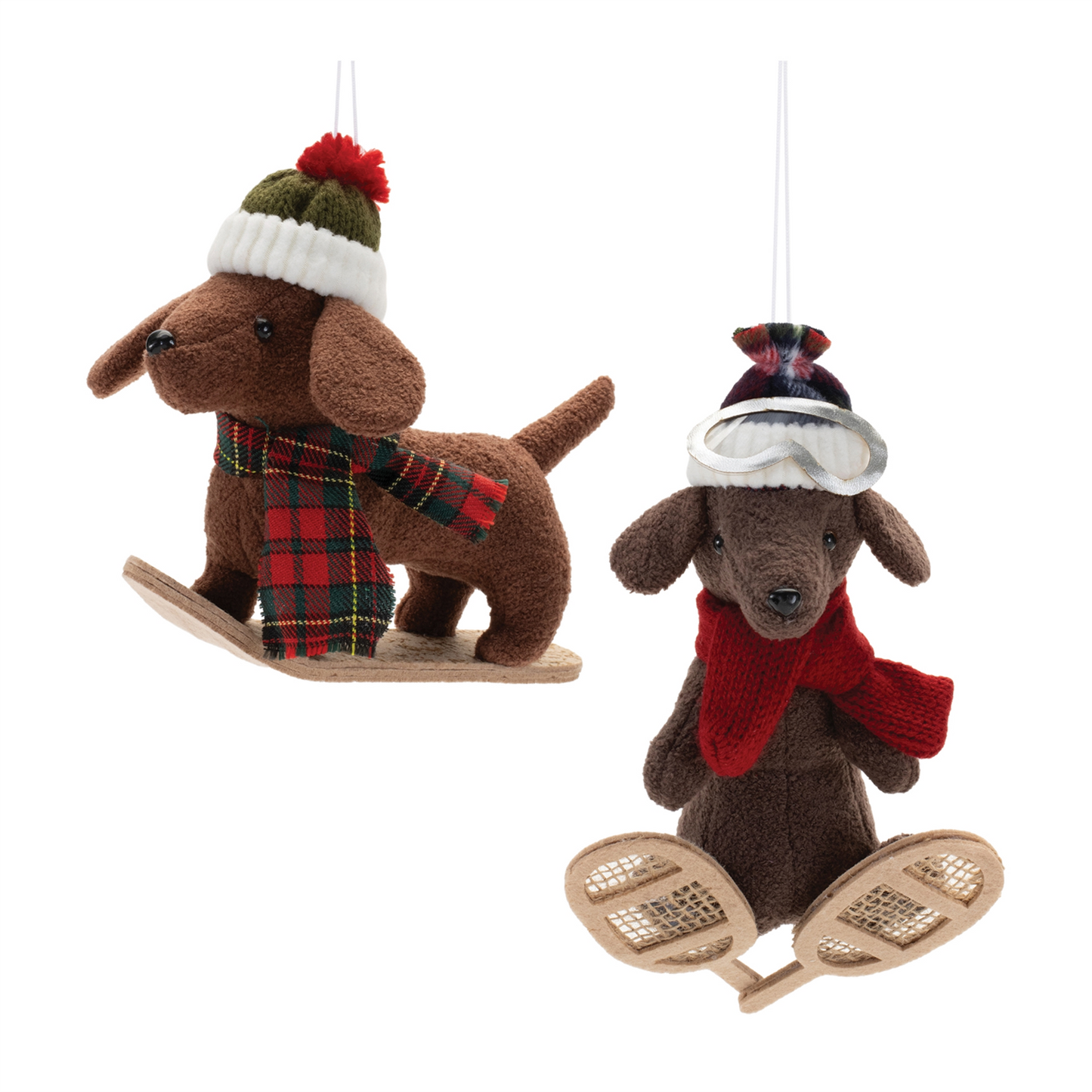 Plush Ski and Snowboard Dog Ornament (Set of 6) -Ship Only