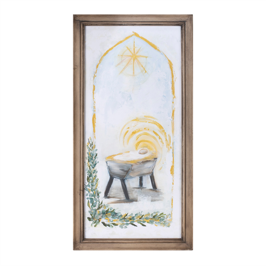 Framed Christmas Manger Print 23.5"H -Ship Only