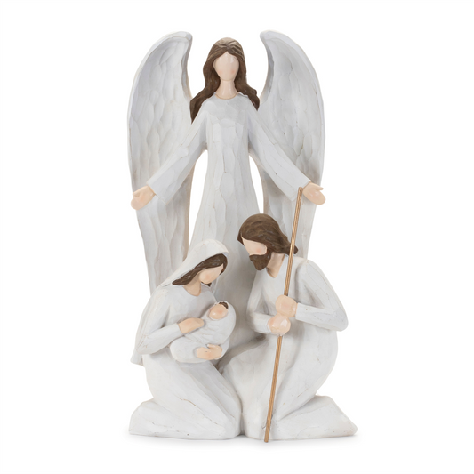 Holy Family with Angel Statue 16"H -Ship Only