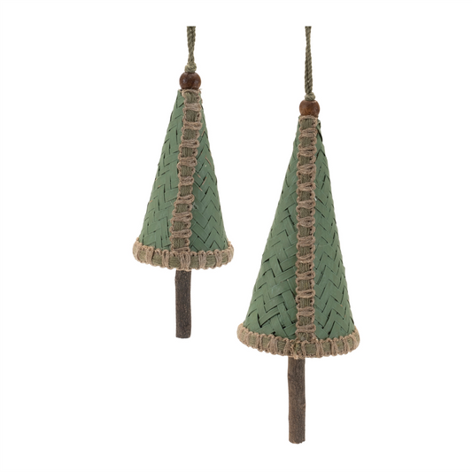 Woven Bamboo Pine Tree Ornament (Set of 4) -Ship Only