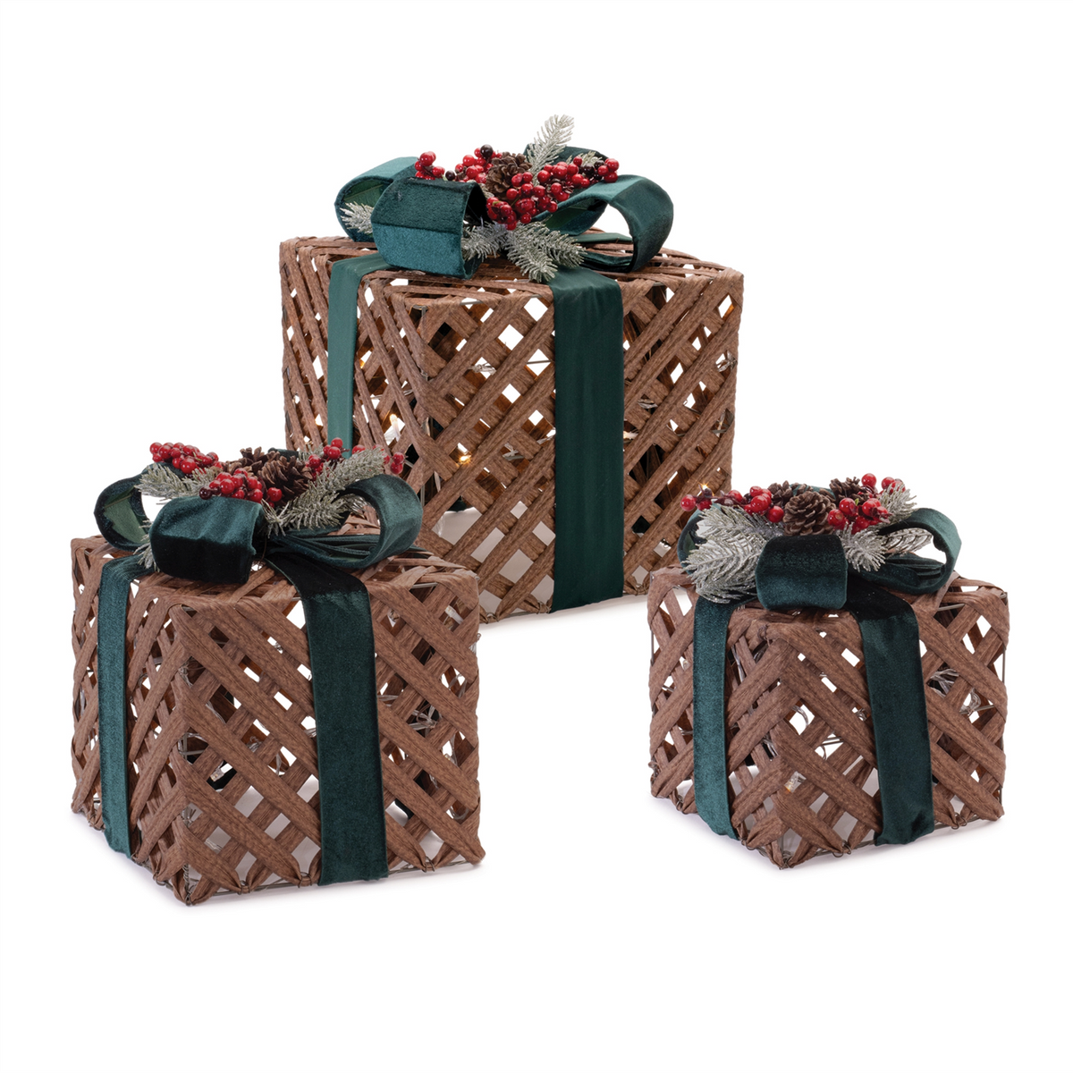 LED Woven Packages with Bow Arrangement (Set of 3)