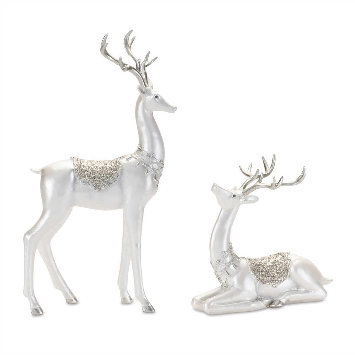 Deer (Set of 2) 9.5"L x 8.5"H, 9"L x 17.5"H Resin