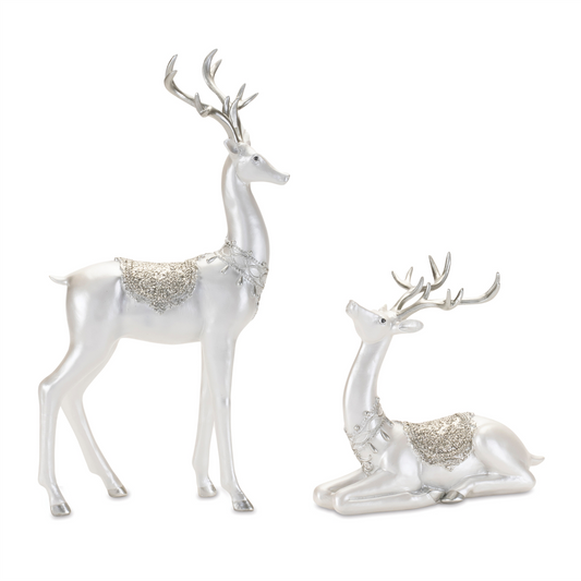 Deer (Set of 2) 9.5"L x 8.5"H, 9"L x 17.5"H Resin -Ship Only