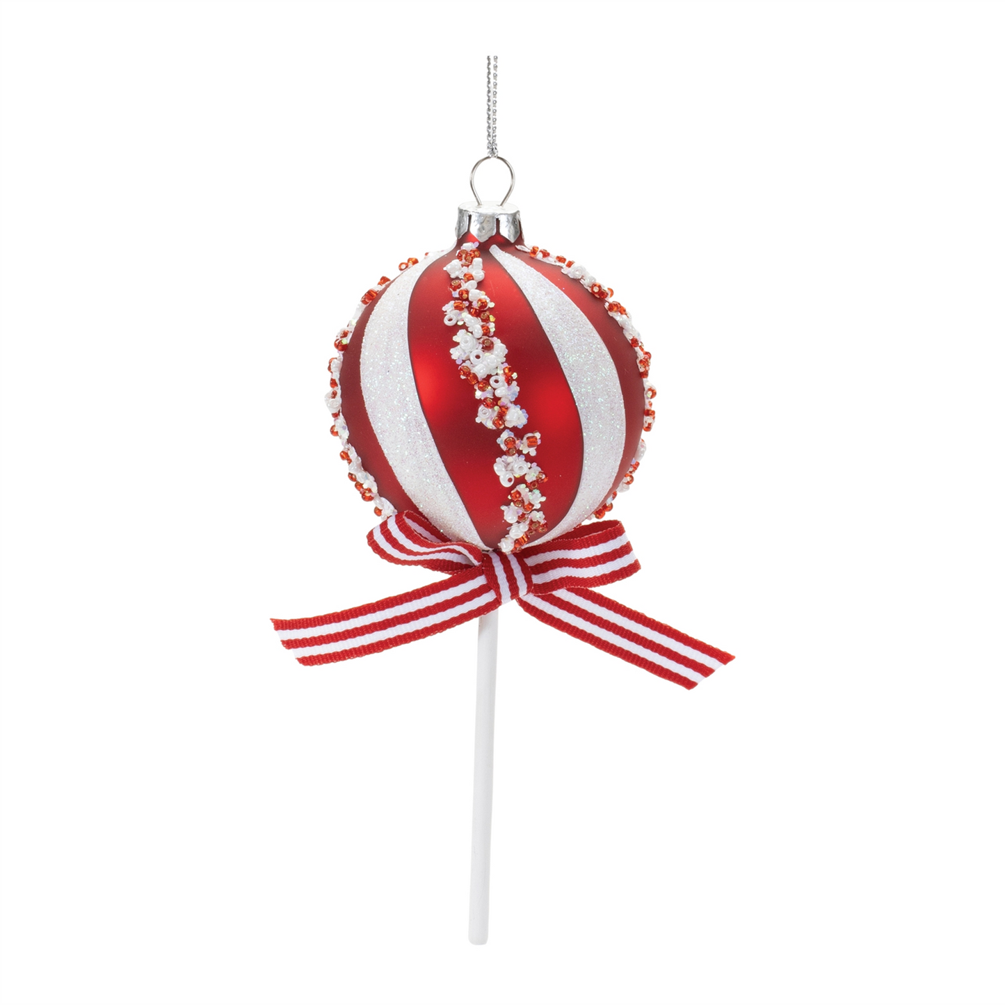 Glass Peppermint Lollipop Ornament (Set of 12)