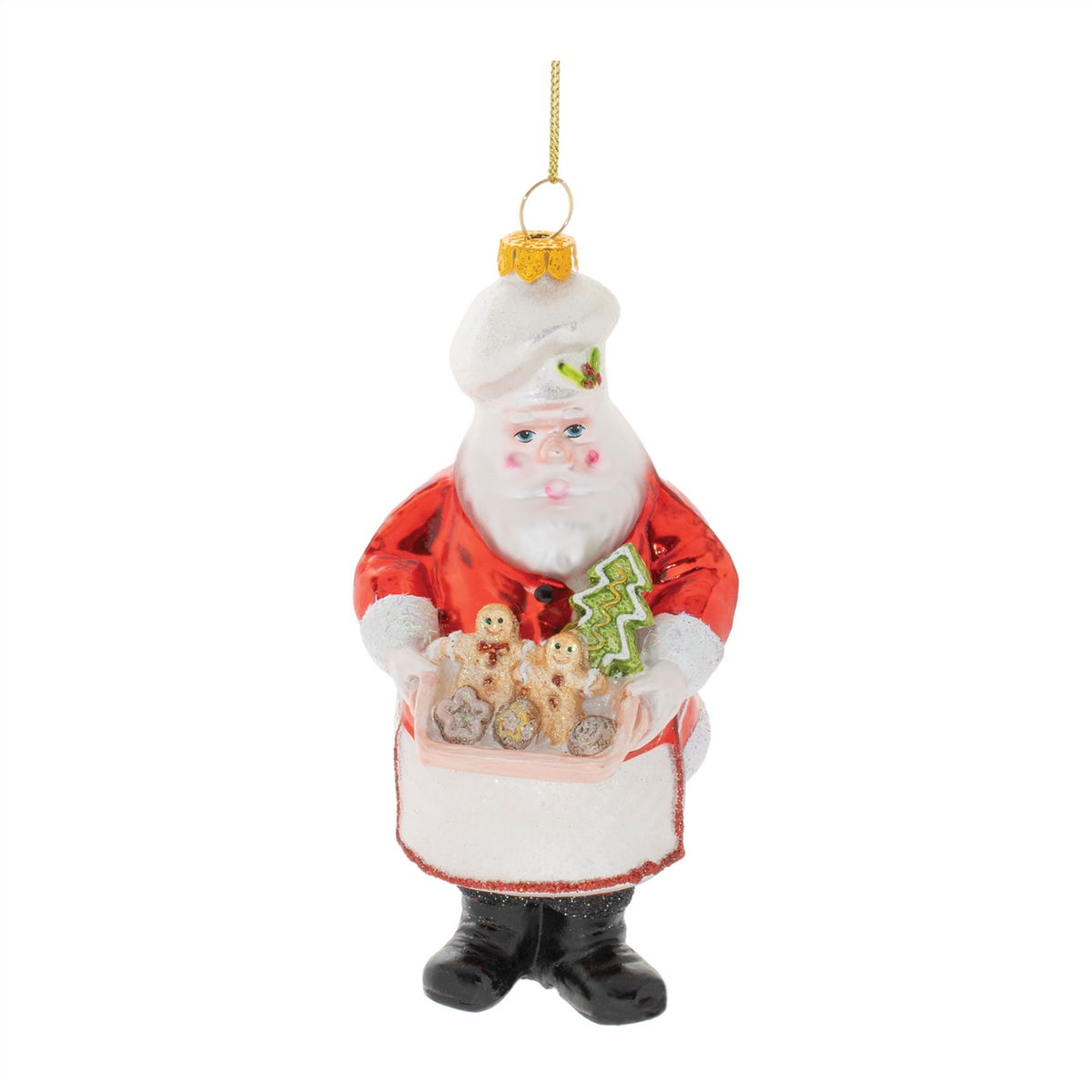 Santa Baker Ornament (Set of 6) 6”H Glass -Ship Only