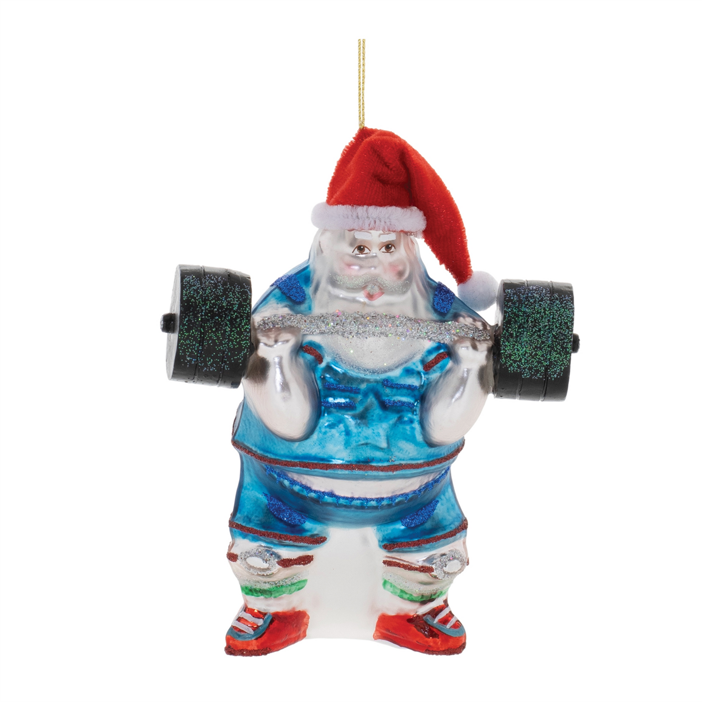Weight Lifter Santa Ornaments – Set of 6