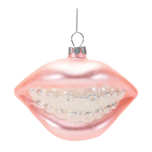 Glass Smile with Braces Ornament (Set of 12) -Ship Only