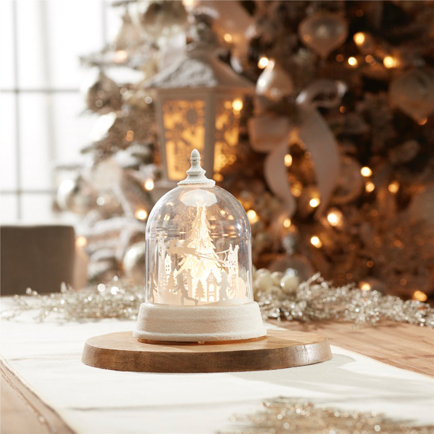 LED Rotating Santa's Sleigh Globe 8.5"H