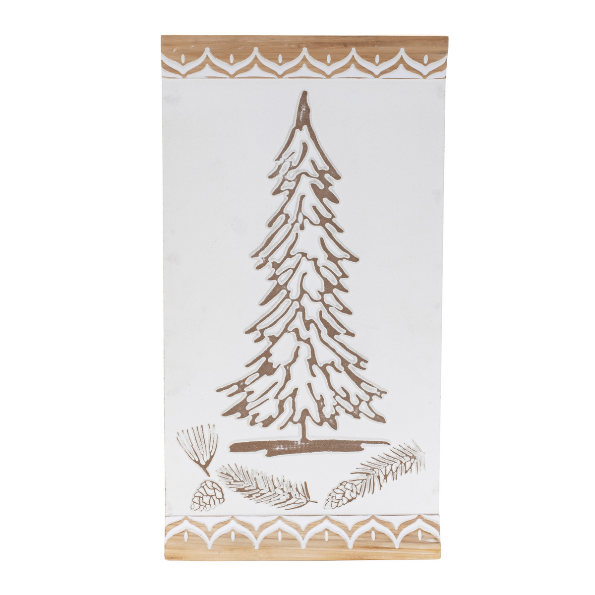 Carved Wood Pine Tree Wall Art 19"H