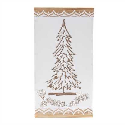Carved Wood Pine Tree Wall Art 19"H