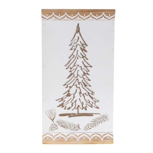 Carved Wood Pine Tree Wall Art 19"H -Ship Only