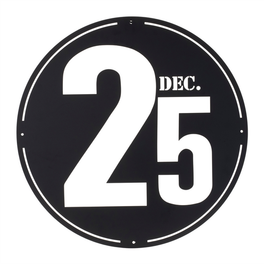 Cut Metal December 25th Plaque 24"D -Ship Only