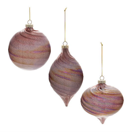 Ornament (Set of 6) 4"H, 4"D, 6"H Glass -Ship Only