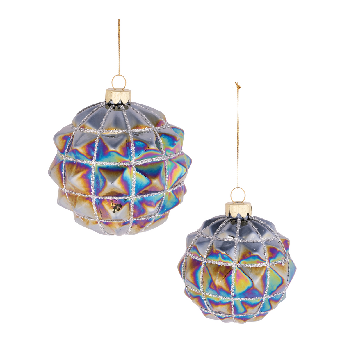 Ball Ornament (Set of 6) 3"D, 4"D Glass -Ship Only