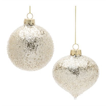 Ball Ornament (Set of 12) 3"D, 3.5"H Glass