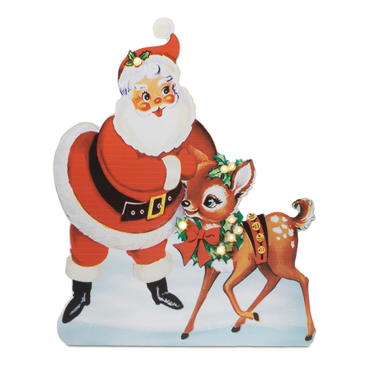 Nostalgic Santa with Deer LED Display 24"H -Ship Only