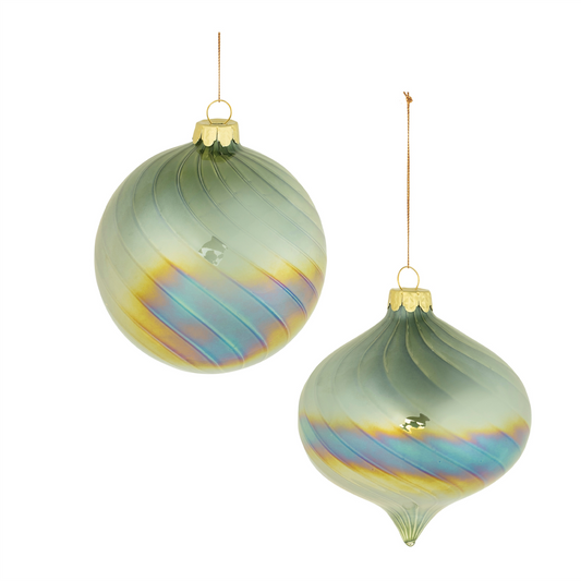 Iridescent Swirled Glass Ornament (Set of 6) -Ship Only