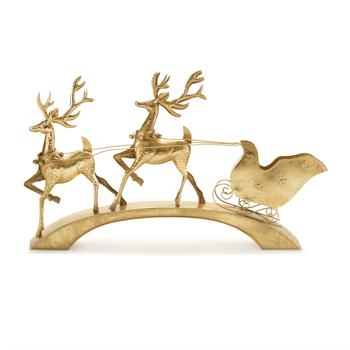 Hammered Metal Deer with Sleigh 40.5"L -Ship Only
