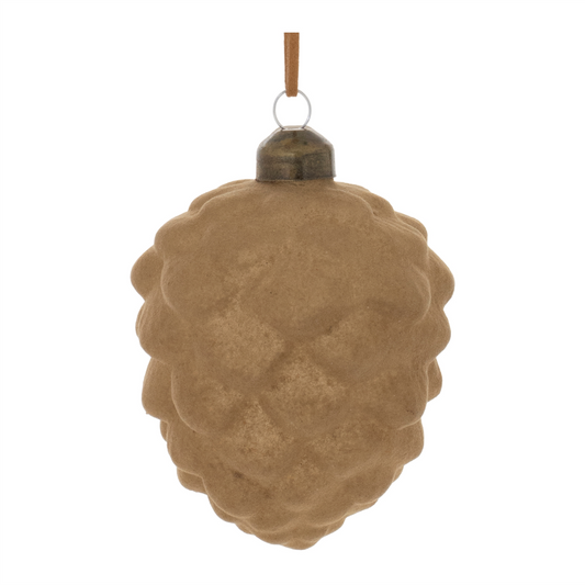 Flocked Glass Pinecone Ornament (Set of 12) -Ship Only