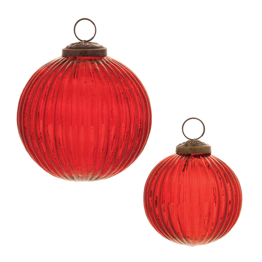 Ball Ornament (Set of 12) 3"D, 4"D Glass -Ship Only