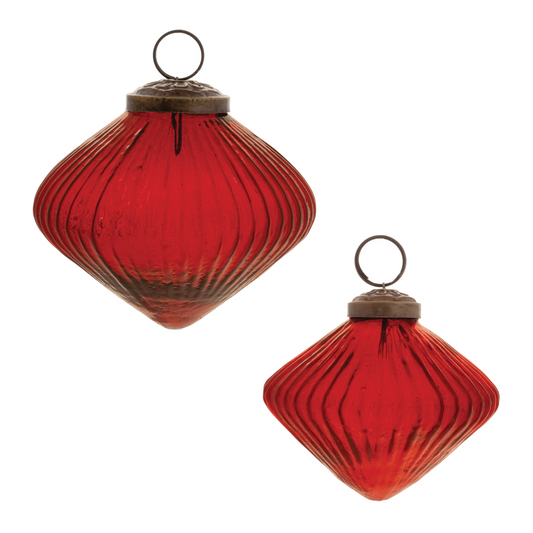 Ribbed Glass Diamond Ornament (Set of 12) -Ship Only
