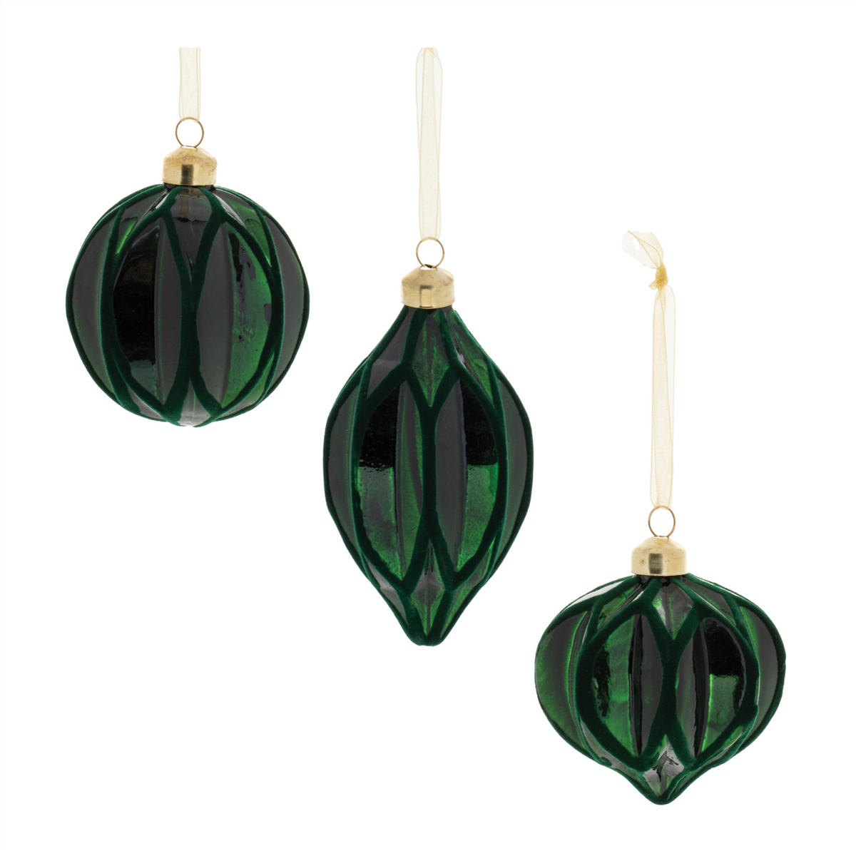Ornament (Set of 12) 3"D, 3.5"H, 5"H Glass -Ship Only