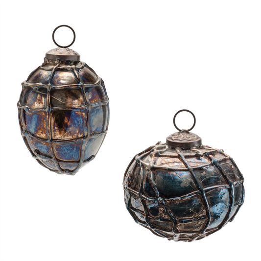 Distressed Mercury Glass Ornament (Set of 12) -Ship Only