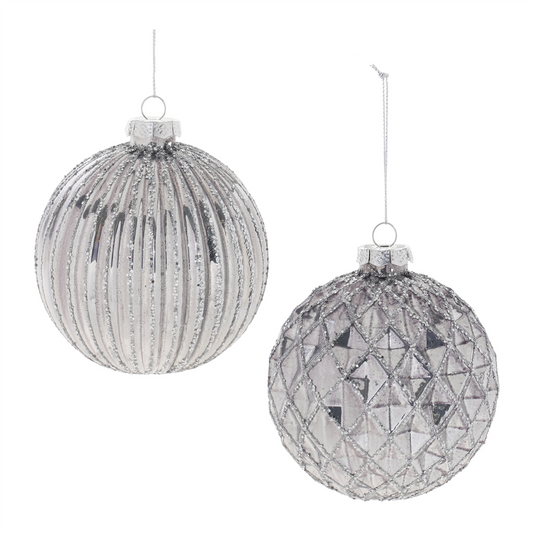 Glittered Glass Ball Ornament (Set of 6) -Ship Only