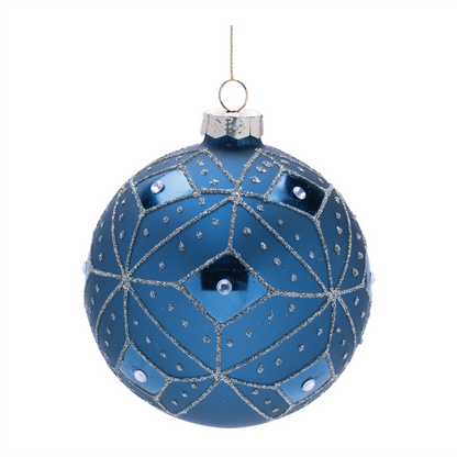 Geometric Glittered Glass Ball Ornament (Set of 6)