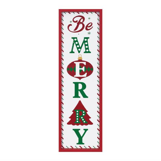 Metal Be Merry Sentiment Sign 30"H -Ship Only