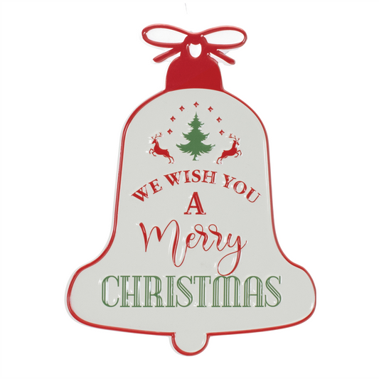 Merry Christmas Bell Sign 7.5"L x 9.75"H Iron -Ship Only