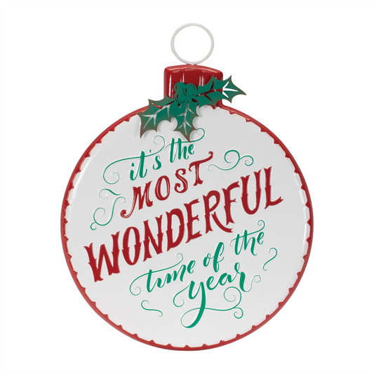 Metal Holiday Sentiment Ornament Sign 16"H -Ship Only