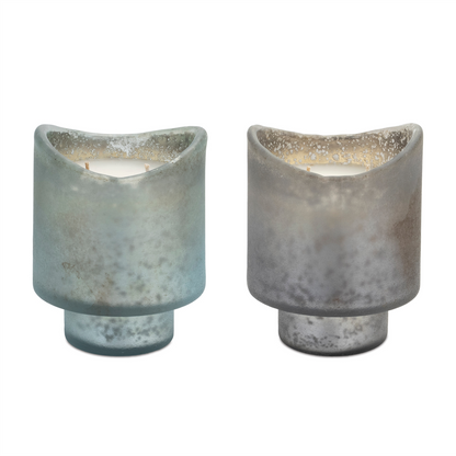 Red Currant Scented Soy Candle with Frosted Glass Holder (Set of 2)