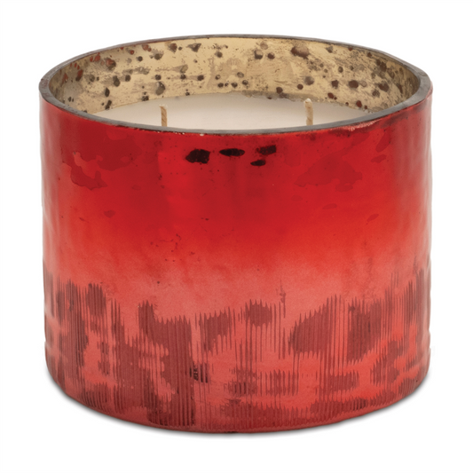 Cranberry Woods Scented Soy Candle with Etched Glass Holder 4"D -Ship Only