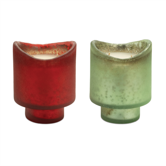 Wassail Scented Soy Candle with Frosted Glass Holder (Set of 2) -Ship Only